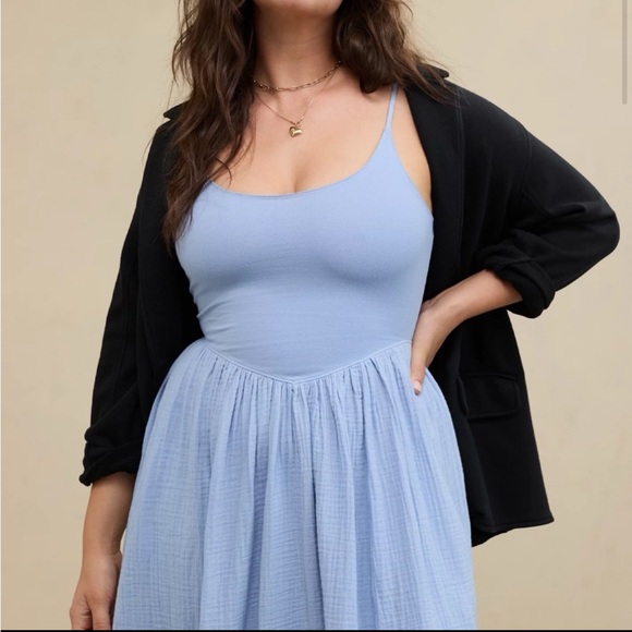 aerie Dresses & Skirts - NEW Aerie at the Barre Blue Cotton Gauze Midi Dress Pockets Medium